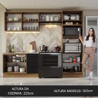 Armário De Cozinha Completa 270cm Rustic/preto Agata Madesa 08 Rustic/preto - 7