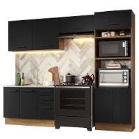 Armário De Cozinha Completa 270cm Rustic/preto Agata Madesa 08 Rustic/preto - 10