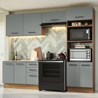 Armário De Cozinha Completa 270cm Rustic/cinza Agata Madesa 08 Rustic/cinza - 1