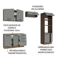 Armário De Cozinha Completa 270cm Rustic/cinza Agata Madesa 08 Rustic/cinza - 8