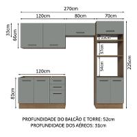 Armário De Cozinha Completa 270cm Rustic/cinza Agata Madesa 08 Rustic/cinza - 9