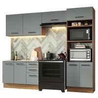 Armário De Cozinha Completa 270cm Rustic/cinza Agata Madesa 08 Rustic/cinza - 10