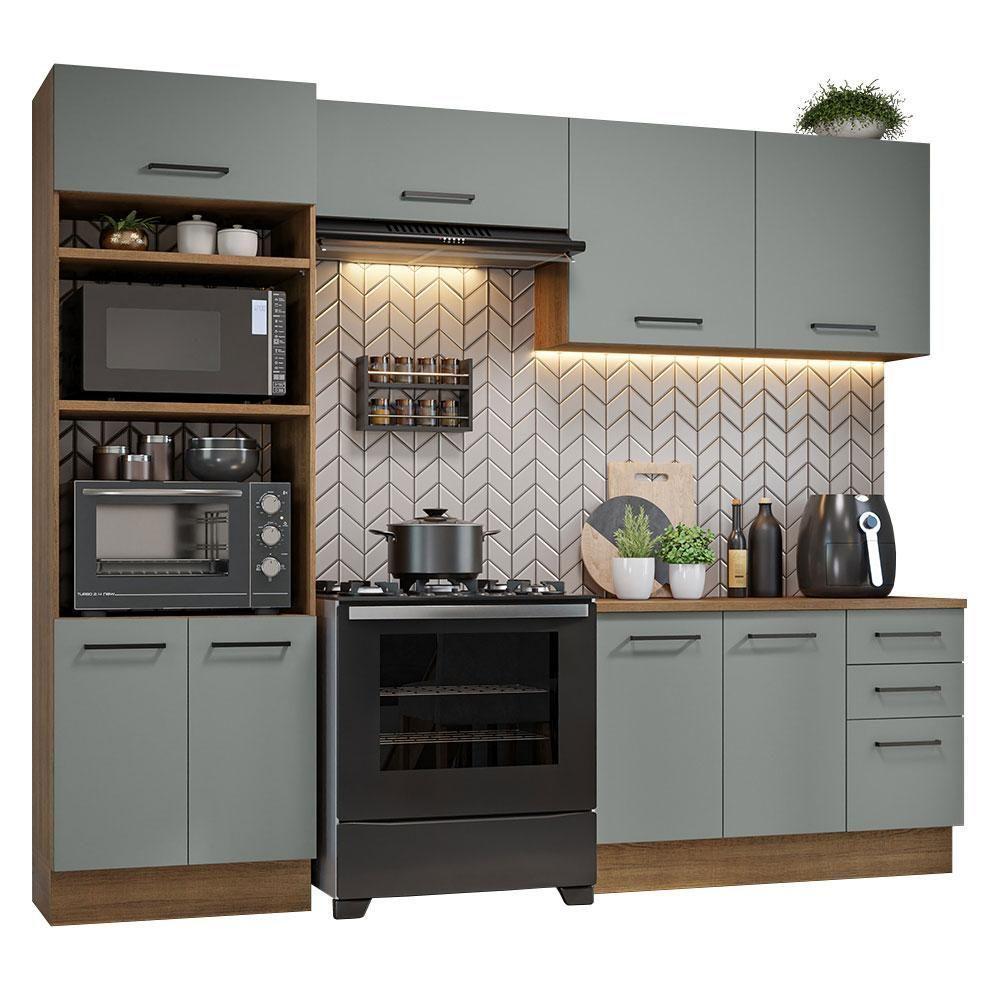 Armário De Cozinha Completa 270cm Rustic/cinza Agata Madesa 07 Rustic/cinza - 10