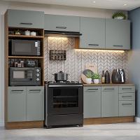 Armário De Cozinha Completa 270cm Rustic/cinza Agata Madesa 07 Rustic/cinza - 1