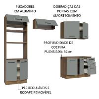 Armário De Cozinha Completa 270cm Rustic/cinza Agata Madesa 07 Rustic/cinza - 8
