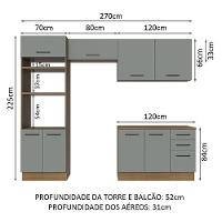 Armário De Cozinha Completa 270cm Rustic/cinza Agata Madesa 07 Rustic/cinza - 9