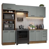 Armário De Cozinha Completa 270cm Rustic/cinza Agata Madesa 07 Rustic/cinza - 10