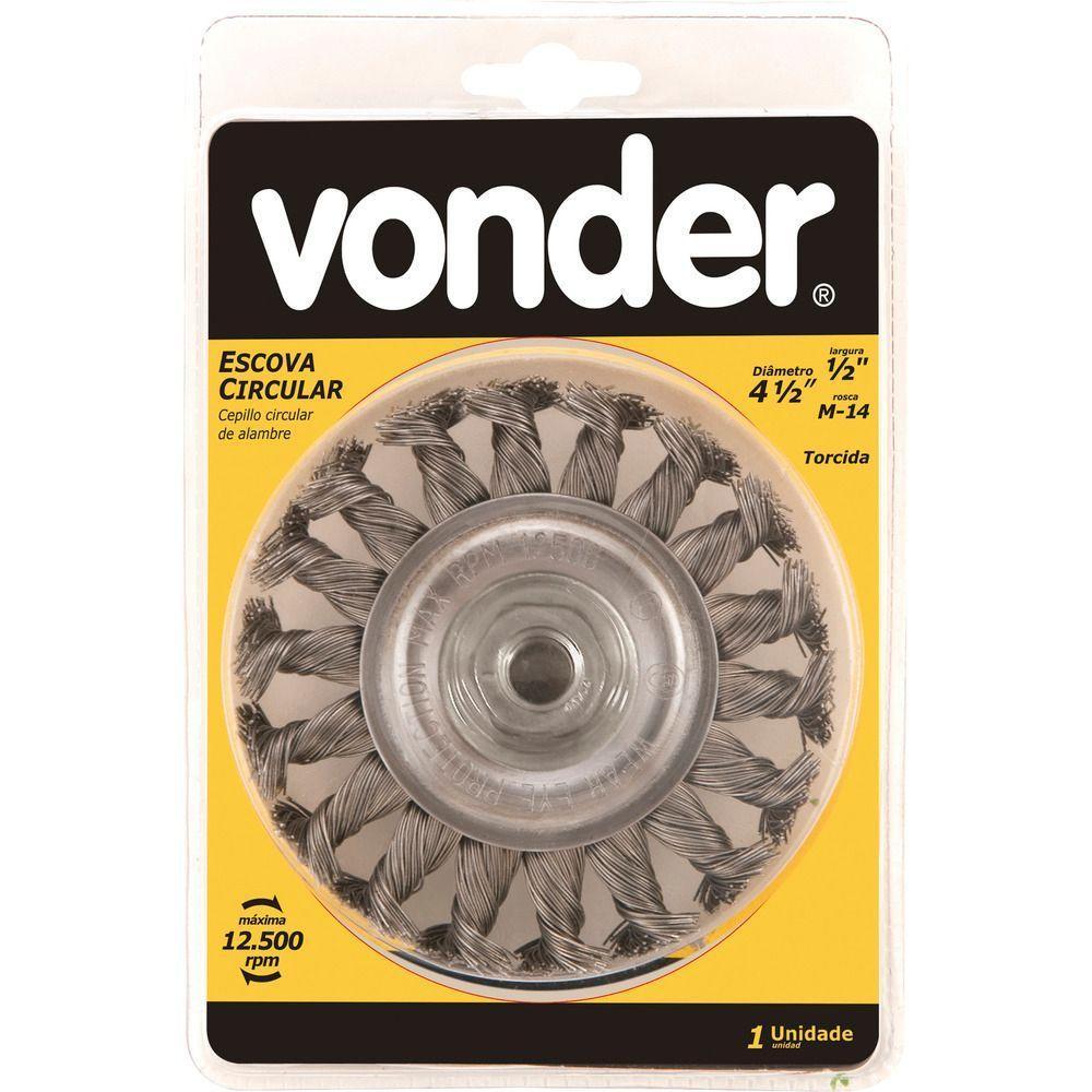 Escova Circular Torcida 4.1-2x1-2 Rosca M14 Pol Vonder - 2