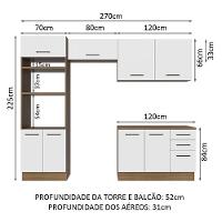 Armário De Cozinha Completa 270cm Rustic/branco Agata Madesa 07 Rustic/branco - 11