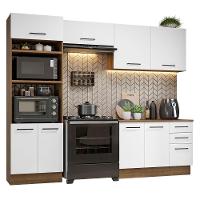Armário De Cozinha Completa 270cm Rustic/branco Agata Madesa 07 Rustic/branco - 12
