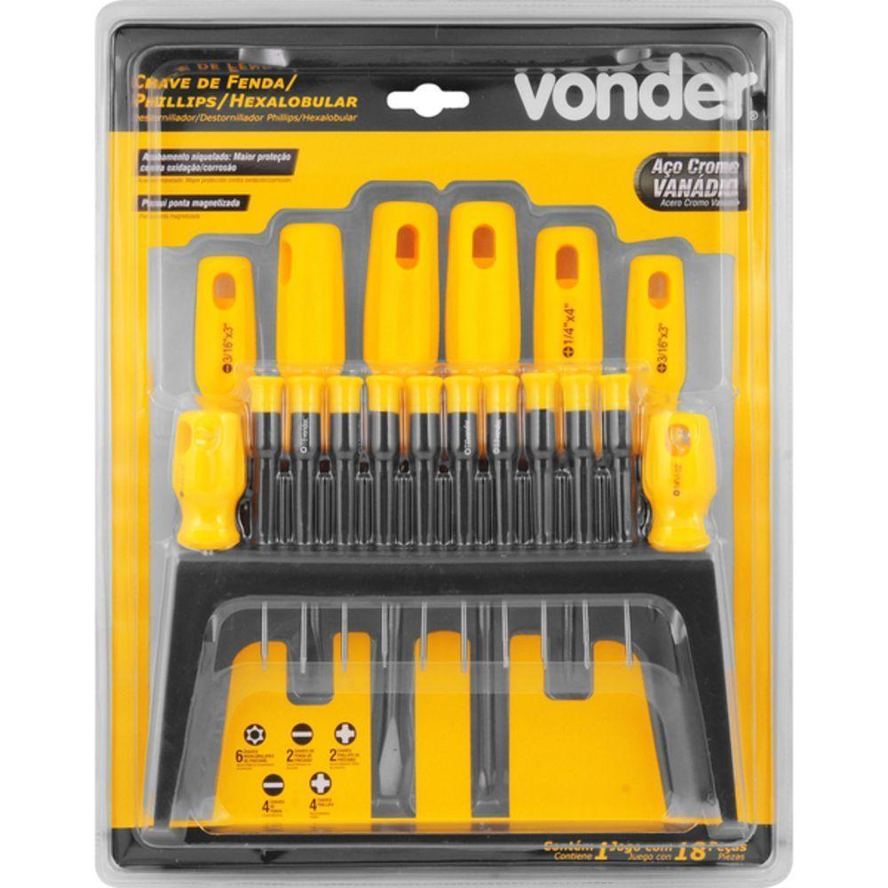 Chave Fenda-phillips-hexagonal Jogo 18 Peças Vonder - 1