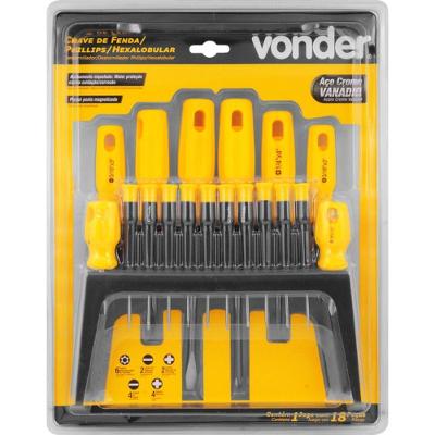 Chave Fenda-phillips-hexagonal Jogo 18 Peças Vonder