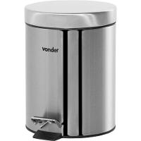 Lixeira Redonda 5l Inox Cinza Com Escova Sanitária Vonder - 3