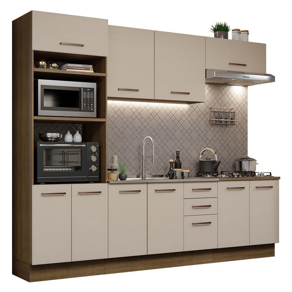 Armário De Cozinha Completa 270cm Rustic/crema Agata Madesa 01 Rustic/crema - 3