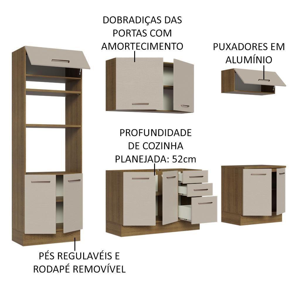 Armário De Cozinha Completa 270cm Rustic/crema Agata Madesa 01 Rustic/crema - 10