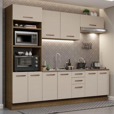 Armário de Cozinha Completa Agata 10 Portas 3 Gavetas MDP 270cm Rustic Texturizado