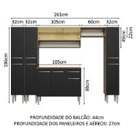 Armário De Cozinha Completa 261Cm Madesa 04 Rustic/Preto - 9