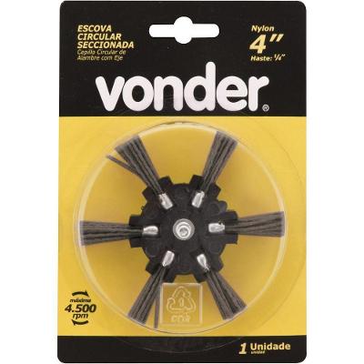 Escova Circular Nylon Seccionada 4'' Com Haste 1-4'' Vonder