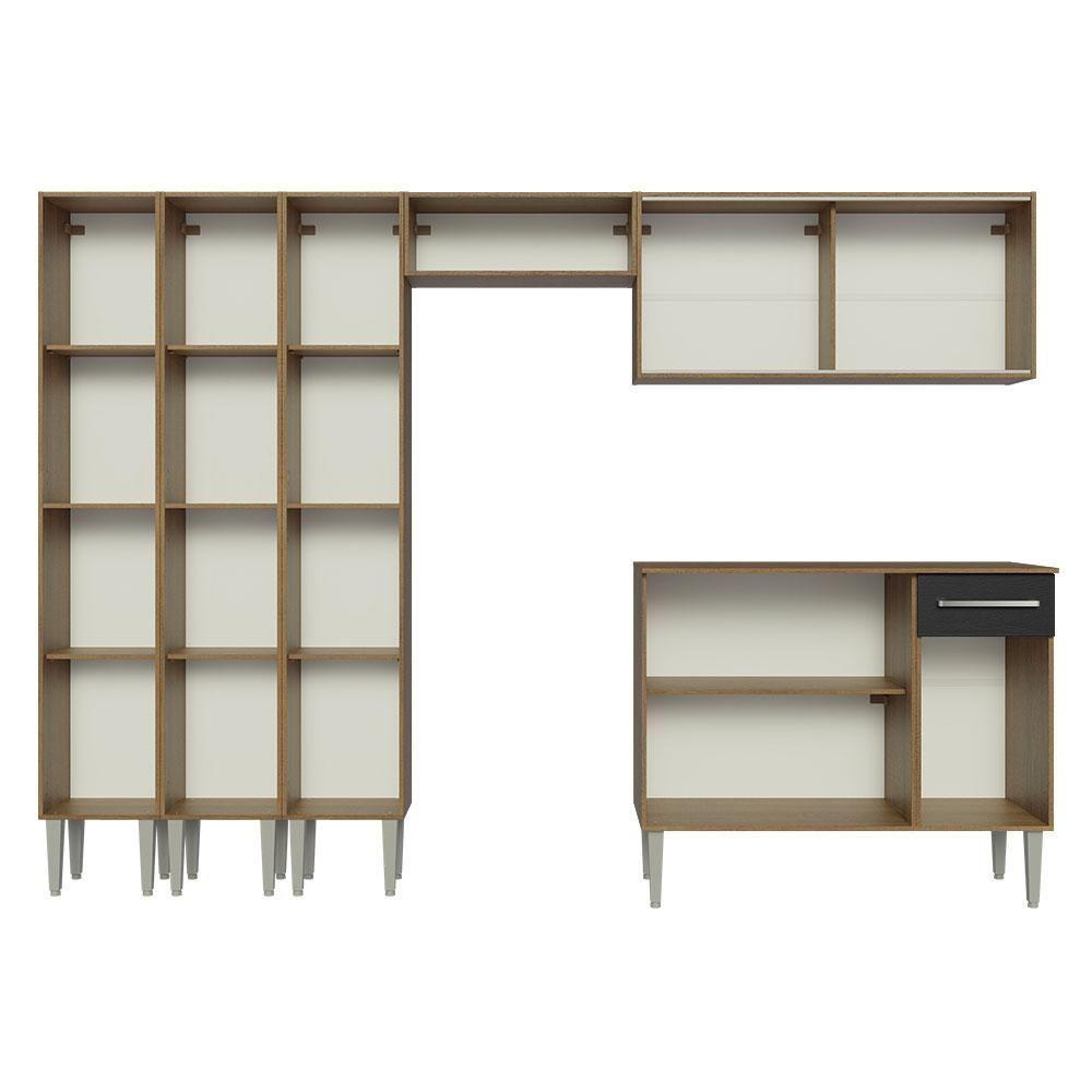 Armário De Cozinha Completa 261Cm Madesa 03 Rustic/Preto - 6