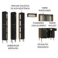 Armário De Cozinha Completa 261Cm Madesa 03 Rustic/Preto - 8