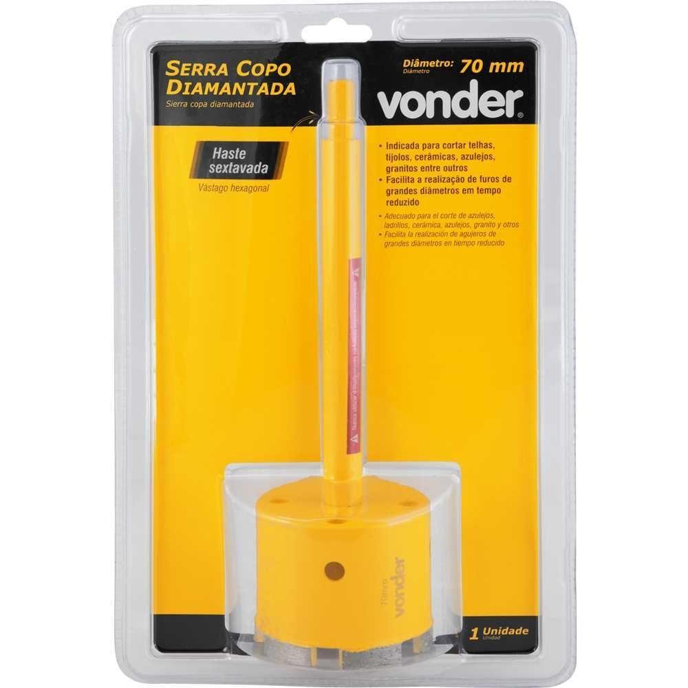 Serra Copo Diamantada 70mm Com Haste Para Alvenaria Vonder - 2
