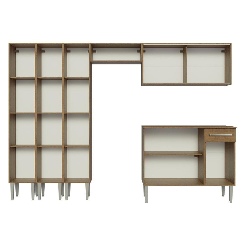 Armário De Cozinha Completa 261Cm Madesa 05 Rustic - 5