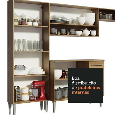Armário de Cozinha Completa Emilly 13 Portas 1 Gaveta MDF 261cm Marrom