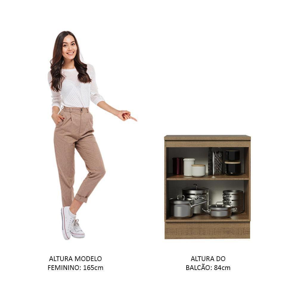 Balcão De Cozinha 70 Cm 2 Portas Rustic/crema Agata Madesa Rustic/crema - 8