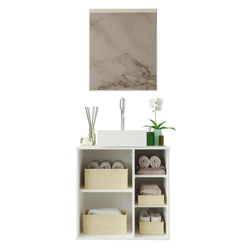 Armário Gabinete Com Espelho Para Banheiro 60cm Branco Madesa Branco - 3