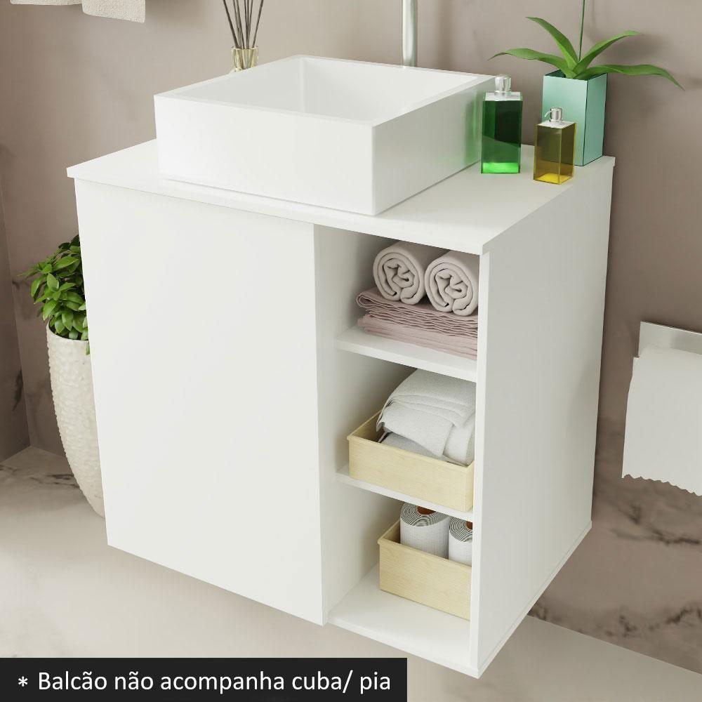 Armário Gabinete Com Espelho Para Banheiro 60cm Branco Madesa Branco - 4
