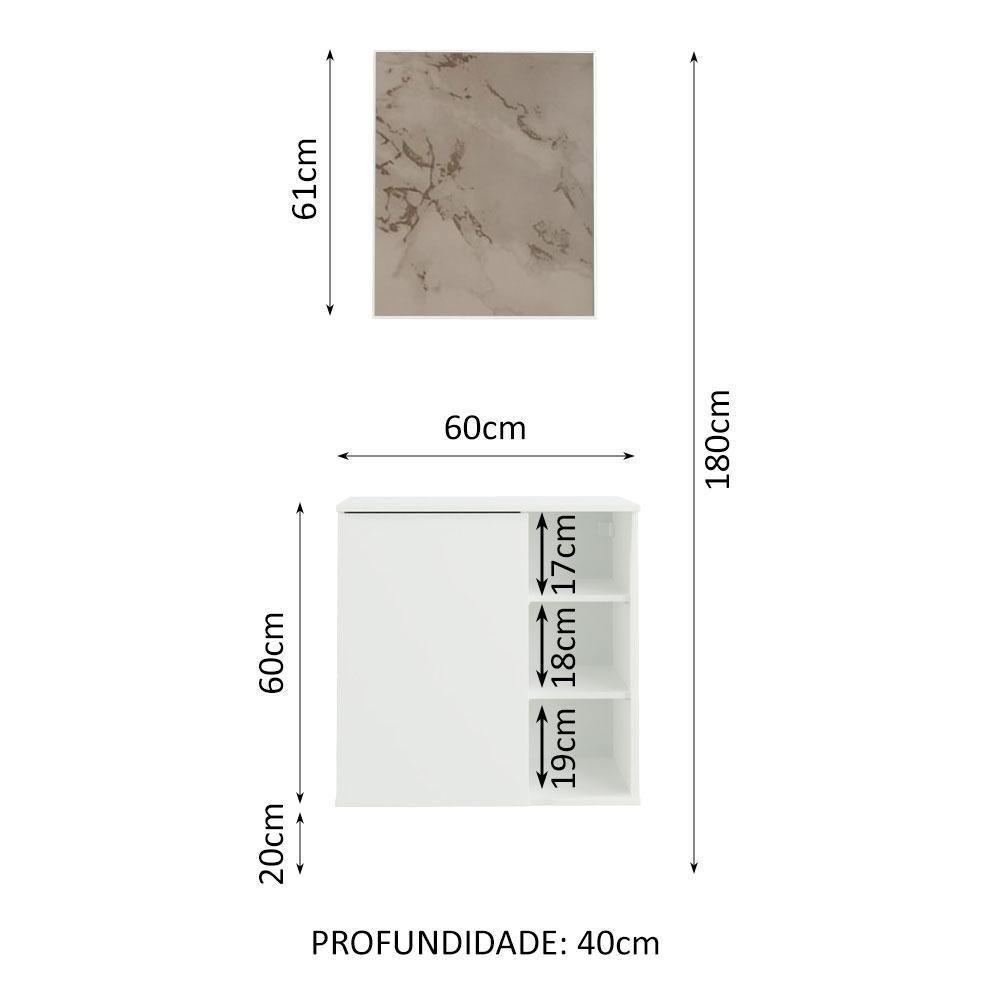 Armário Gabinete Com Espelho Para Banheiro 60cm Branco Madesa Branco - 7