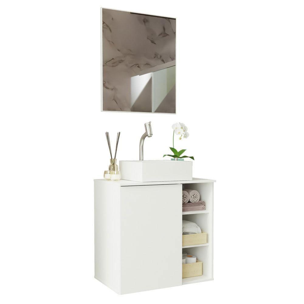 Armário Gabinete Com Espelho Para Banheiro 60cm Branco Madesa Branco - 8