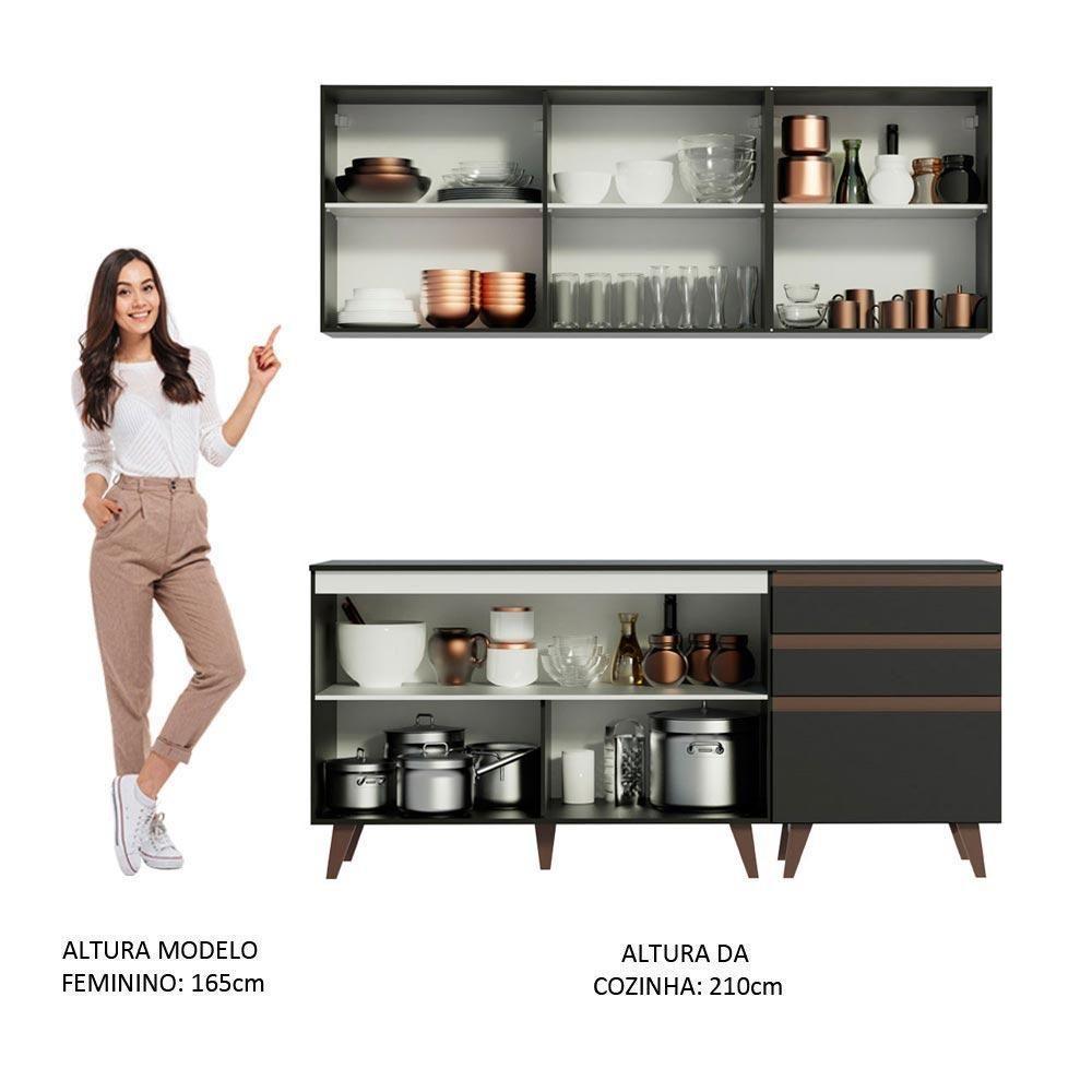 Armário de Cozinha Reims com Balcão 5 Portas 3 Gavetas Preto - 4