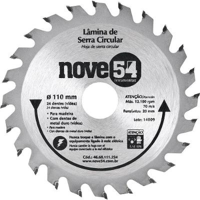Lamina Serra Circular Vídea 110x20x1,8mm 24 Dentes 12100 Rpm