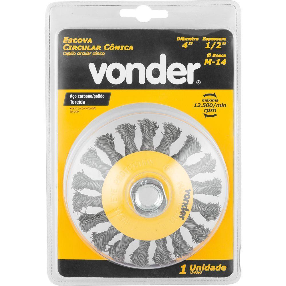 Escova Circular Cônica 4x1-2 M14 Torcida Vonder - 2