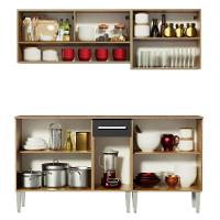 Armário de Cozinha Emilly com Balcão e Aéreo Vidro Preto - 6