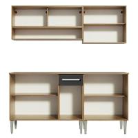 Armário de Cozinha Emilly com Balcão e Aéreo Vidro Preto - 8