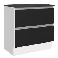 Balcão 100% Mdf 80cm 2 Gavetas Branco/preto - 1