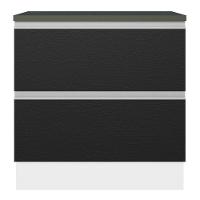 Balcão 100% Mdf 80cm 2 Gavetas Branco/preto - 2
