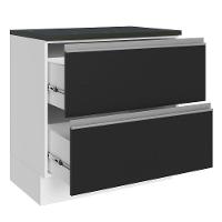 Balcão 100% Mdf 80cm 2 Gavetas Branco/preto - 7