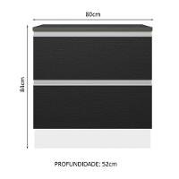 Balcão 100% Mdf 80cm 2 Gavetas Branco/preto - 9