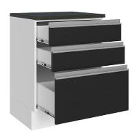 Balcão 100% Mdf 60 Cm 3 Gavetas Branco/preto - 9