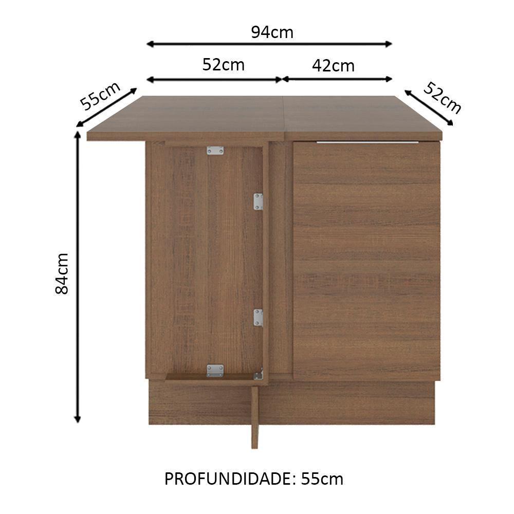 Balcão de Canto Stella 1 Porta Rustic Madesa - 5