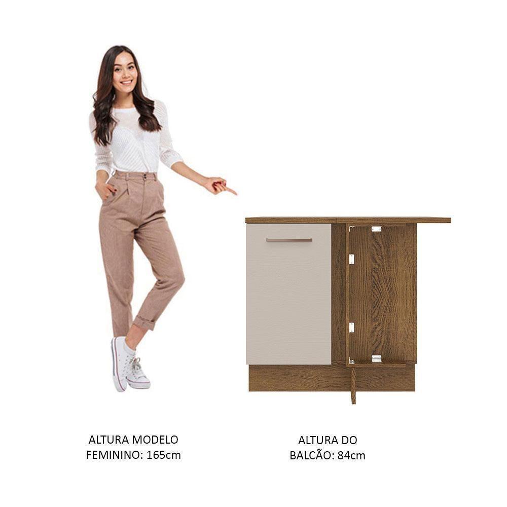 Balcão De Canto 1 Porta Rustic/crema Agata Madesa Rustic/crema - 7