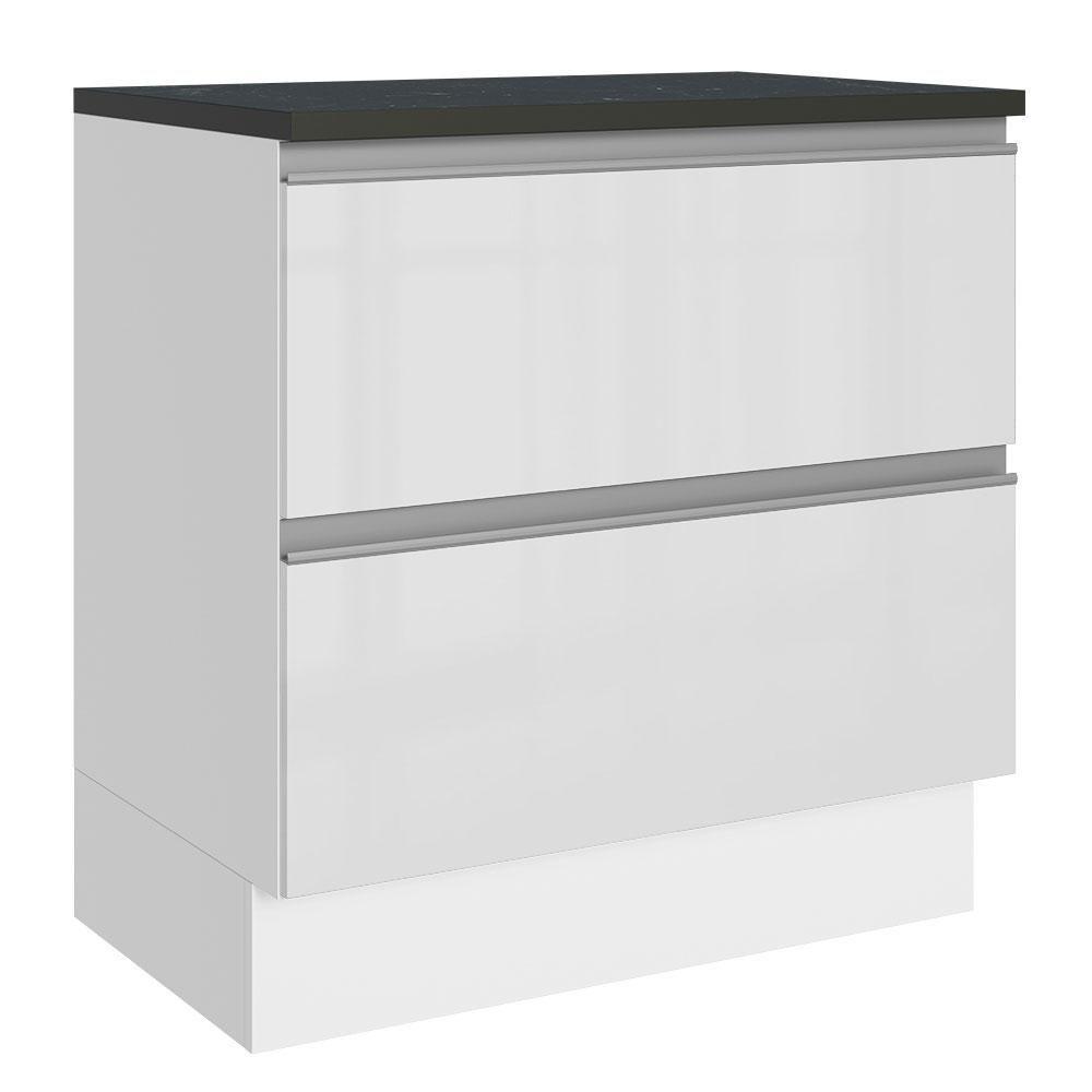 Balcão Acordes Glamy 100% MDF 80cm 2 Gavetas Branco Madesa - 1