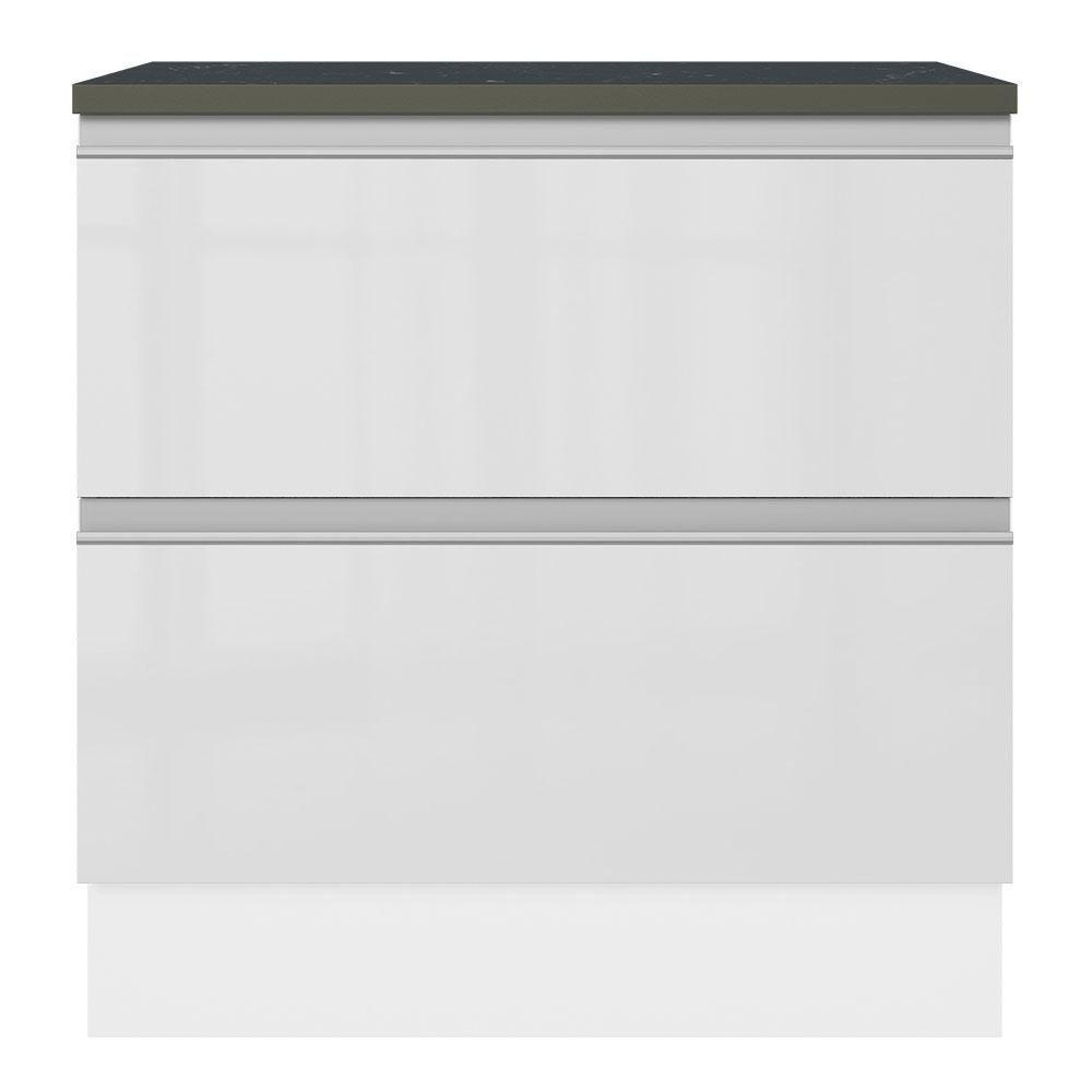 Balcão Acordes Glamy 100% MDF 80cm 2 Gavetas Branco Madesa - 3