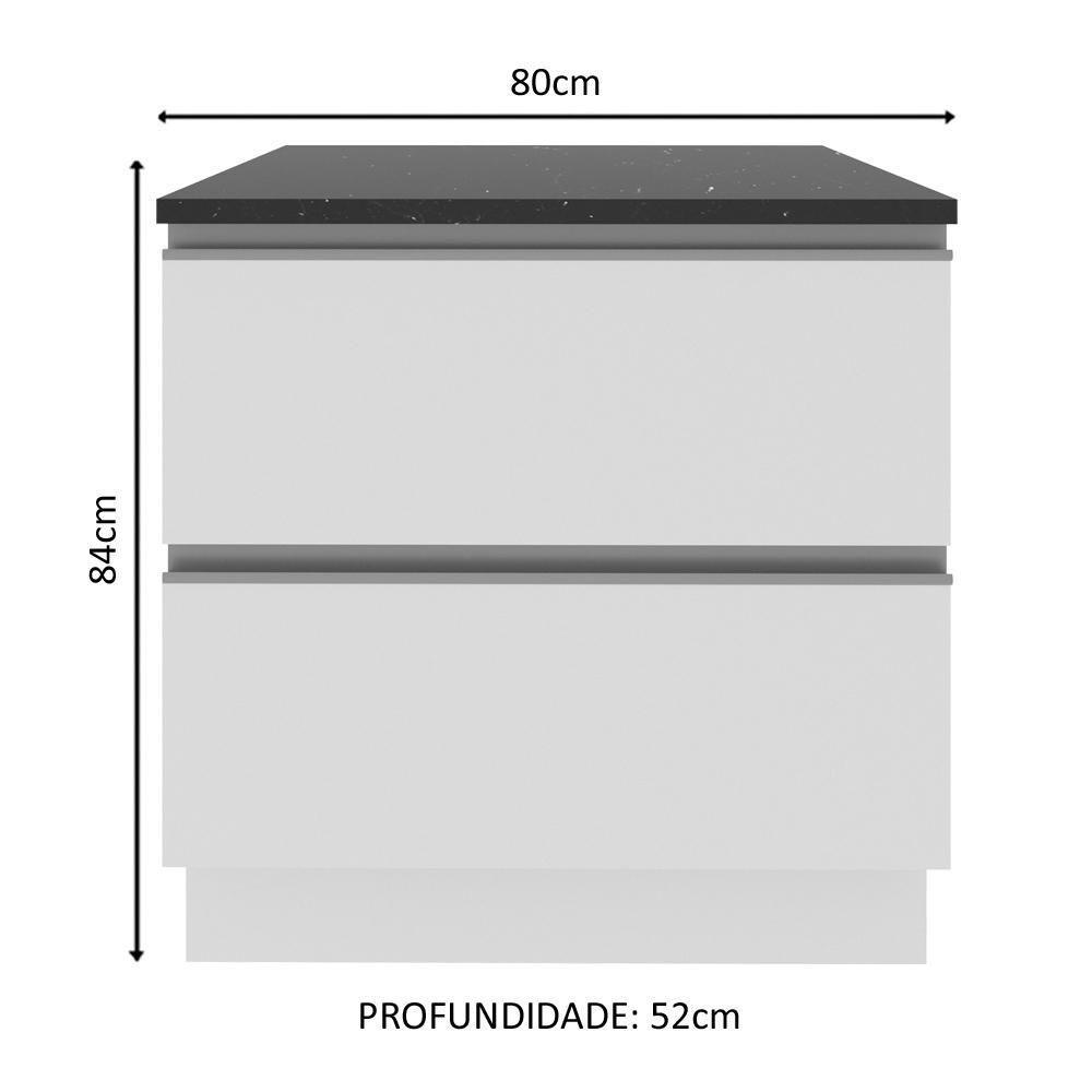 Balcão Acordes Glamy 100% MDF 80cm 2 Gavetas Branco Madesa - 4