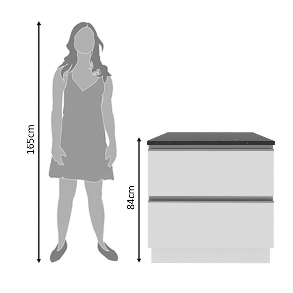 Balcão Acordes Glamy 100% MDF 80cm 2 Gavetas Branco Madesa - 7