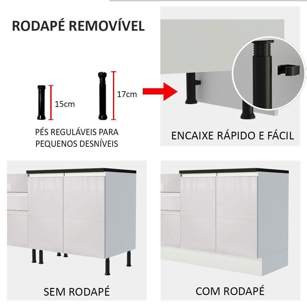 Balcão Acordes Glamy 100% MDF 80cm 2 Gavetas Branco Madesa - 9