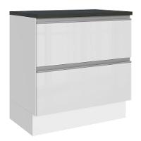 Balcão Acordes Glamy 100% MDF 80cm 2 Gavetas Branco Madesa - 1
